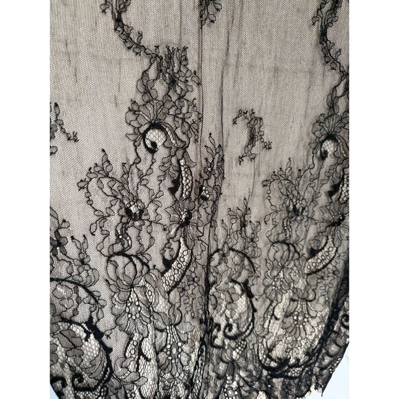 Behnaz Sarafpour Silk & Cashmere Lace Overlay Knit Top Short Sleeve Beige & Blac - Picture 8 of 8